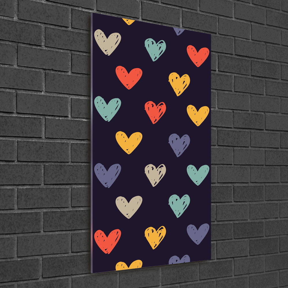 Wall art on glass Colorful hearts