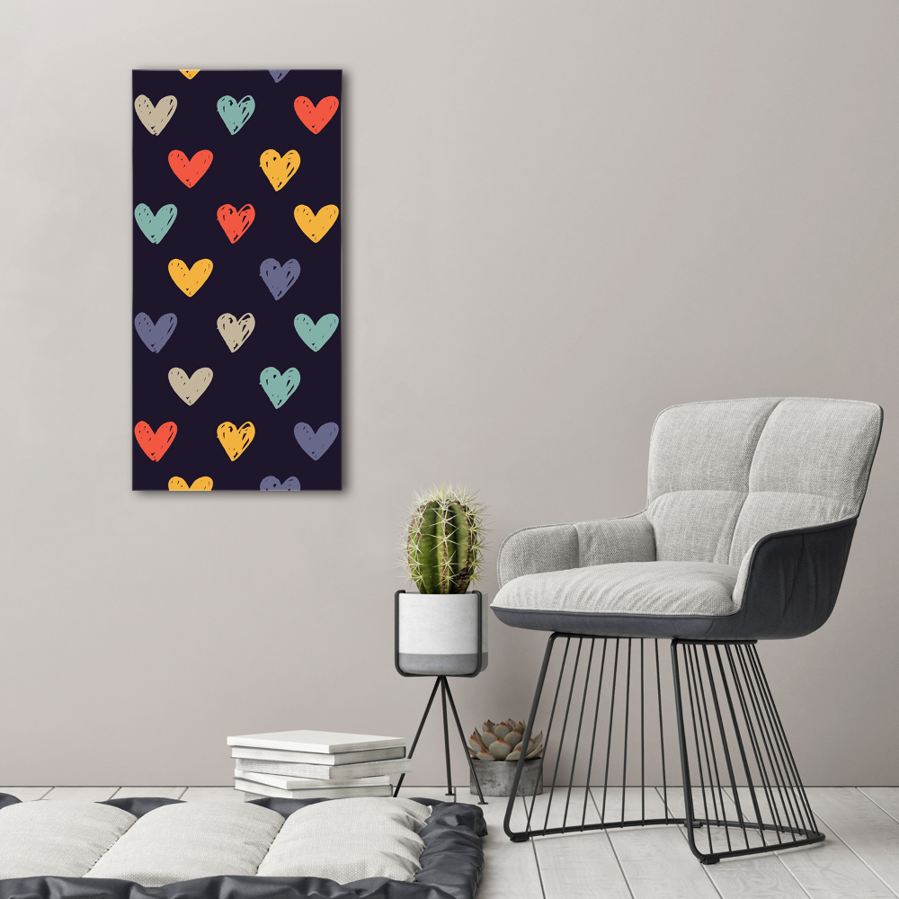 Wall art on glass Colorful hearts