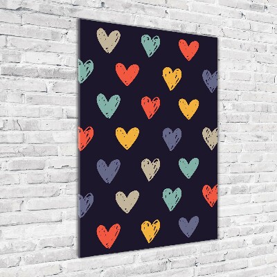 Wall art on glass Colorful hearts