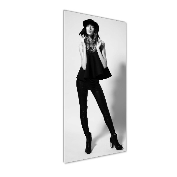 Wall art on glass A woman in black