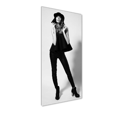 Wall art on glass A woman in black