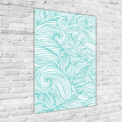 Print on a a glass Blue waves