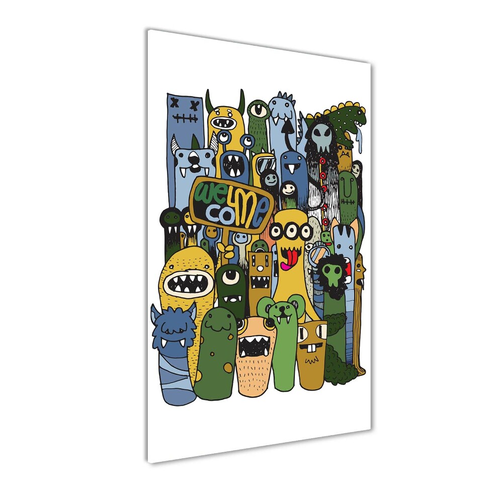 Glass art picture Crazy monsters