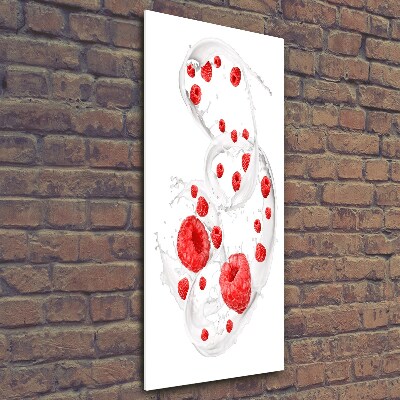 Glass wall art Milk and raspberries