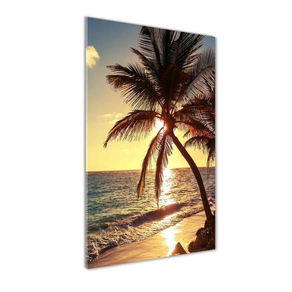 Printed glass wall art Tropical beach