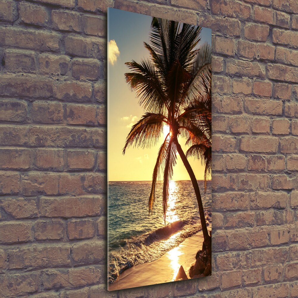 Printed glass wall art Tropical beach