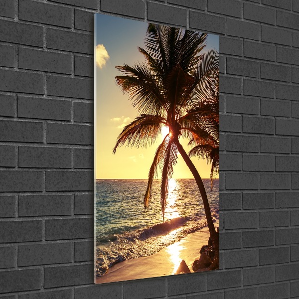 Printed glass wall art Tropical beach