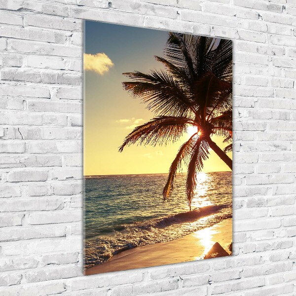 Printed glass wall art Tropical beach