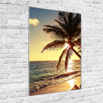 Printed glass wall art Tropical beach