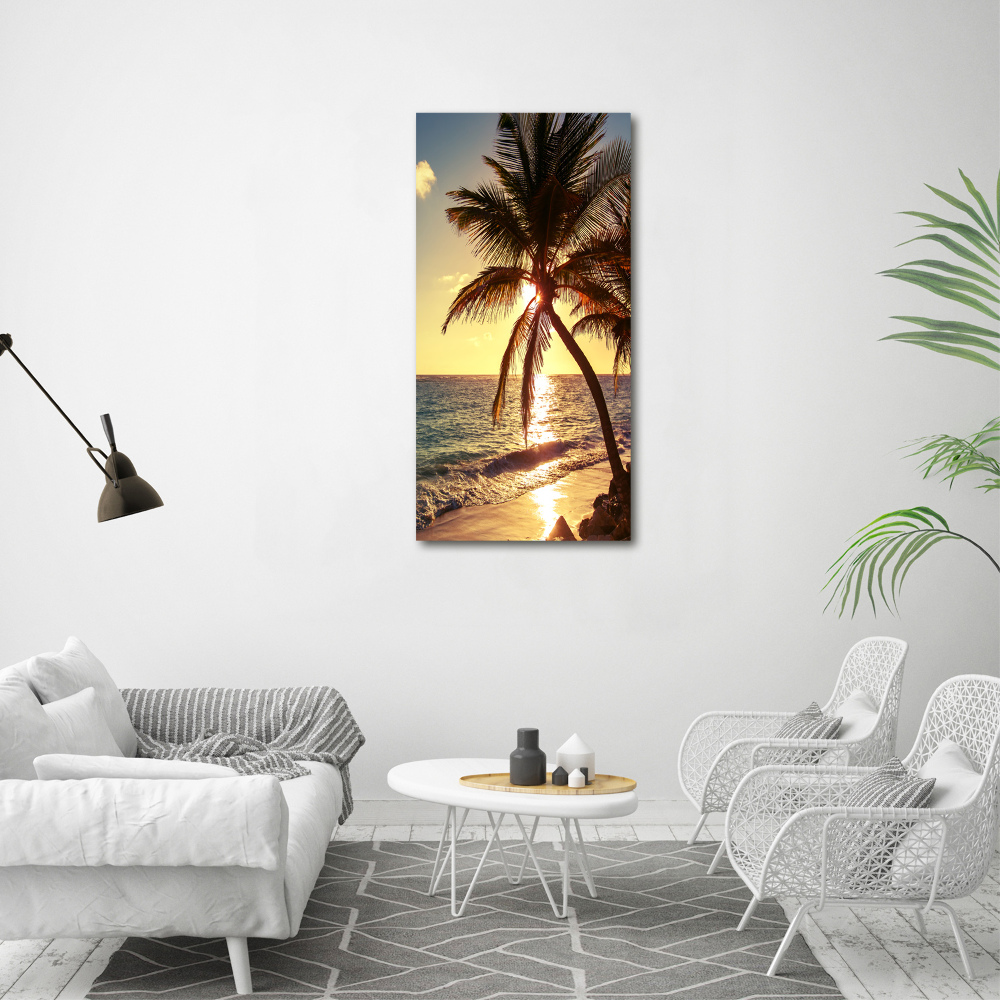 Printed glass wall art Tropical beach