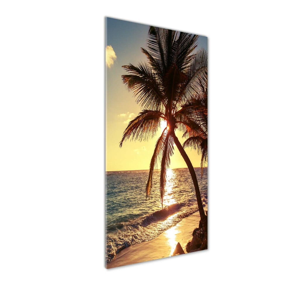 Printed glass wall art Tropical beach