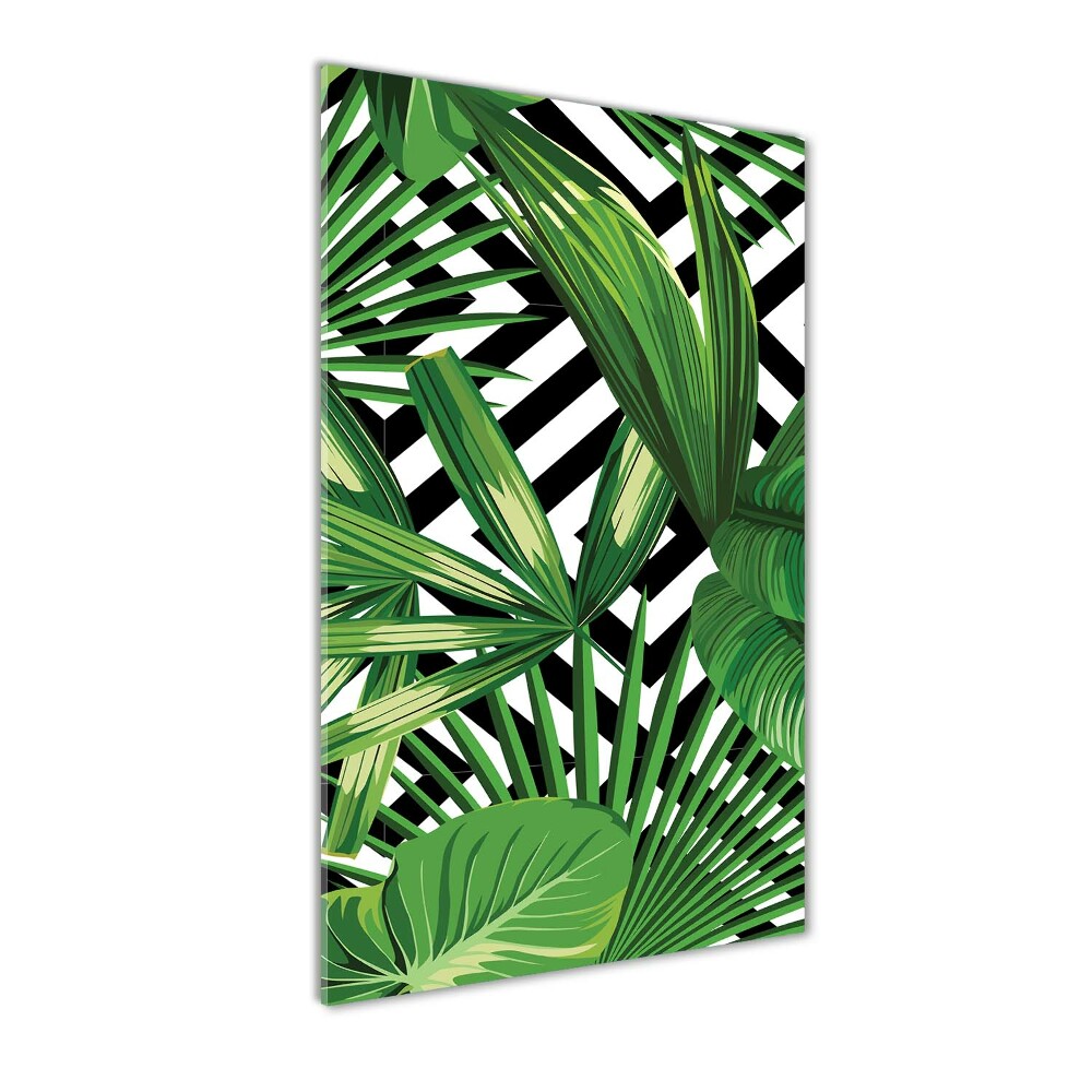 Glass picture wall art Tropical leaves