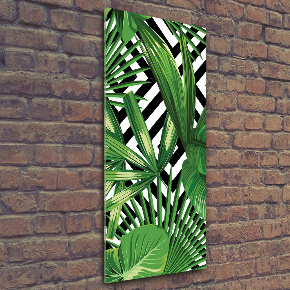 Glass picture wall art Tropical leaves