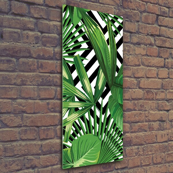 Glass picture wall art Tropical leaves