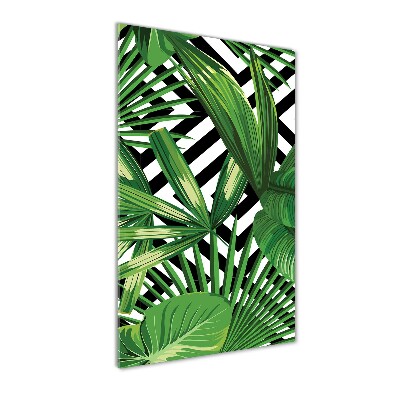 Glass picture wall art Tropical leaves