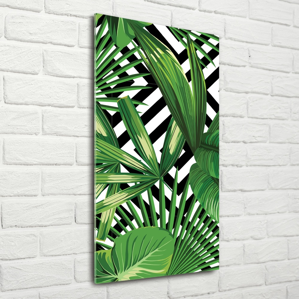 Glass picture wall art Tropical leaves