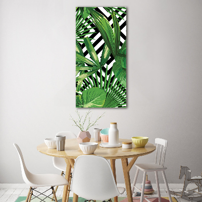 Glass picture wall art Tropical leaves