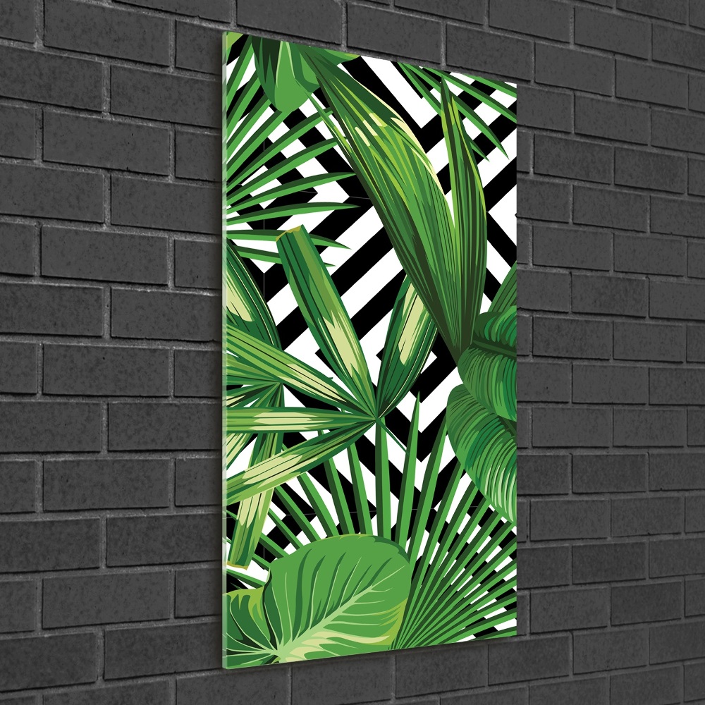 Glass picture wall art Tropical leaves