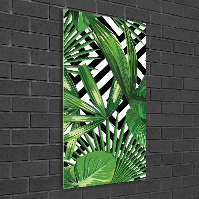 Glass picture wall art Tropical leaves