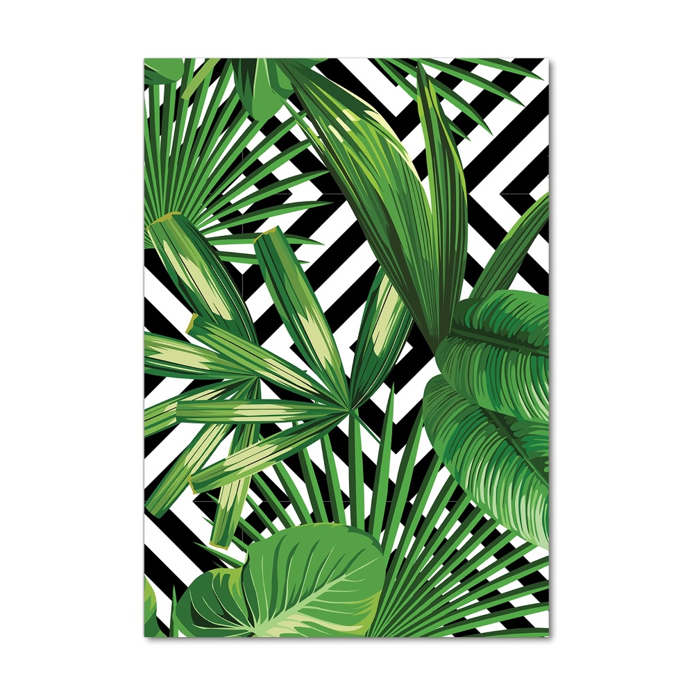 Glass picture wall art Tropical leaves