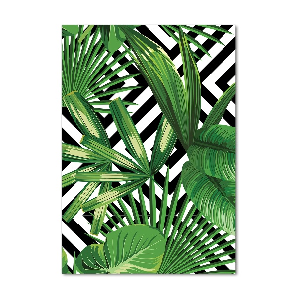 Glass picture wall art Tropical leaves