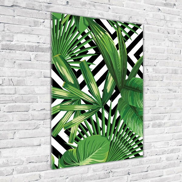 Glass picture wall art Tropical leaves