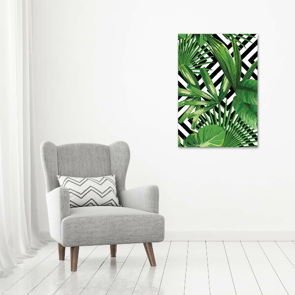 Glass picture wall art Tropical leaves