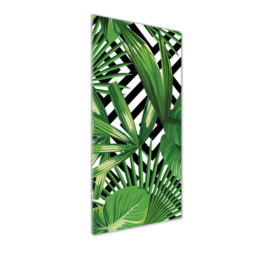 Glass picture wall art Tropical leaves