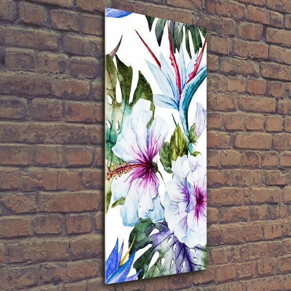 Glass picture wall art Hawaiian flowers