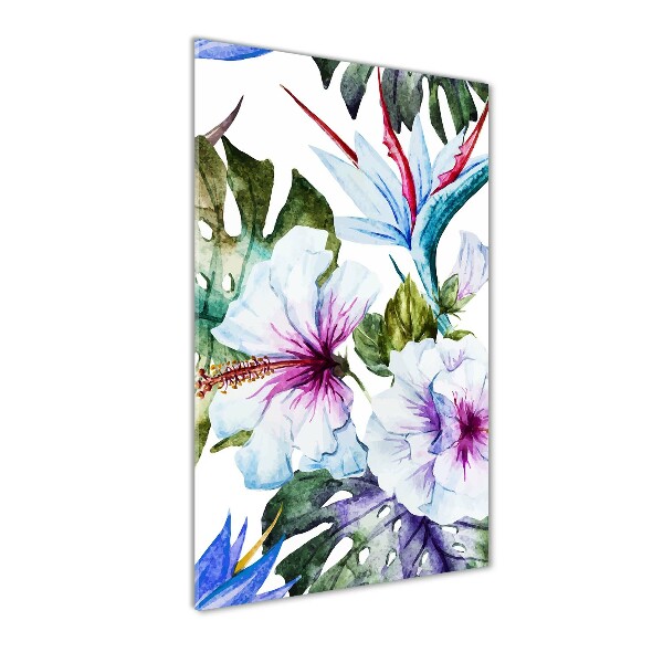 Glass picture wall art Hawaiian flowers