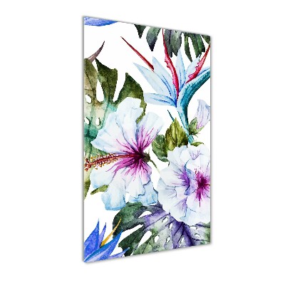 Glass picture wall art Hawaiian flowers