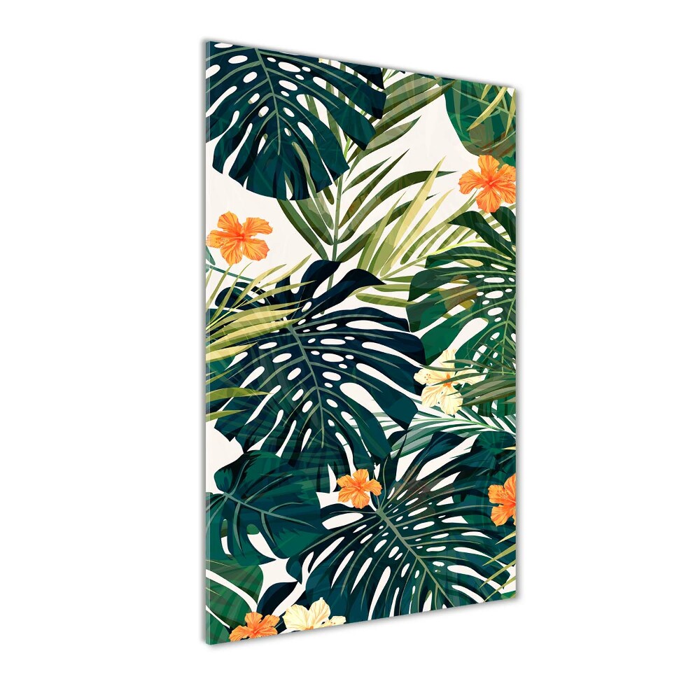 Printed glass wall art Hawaiian pattern