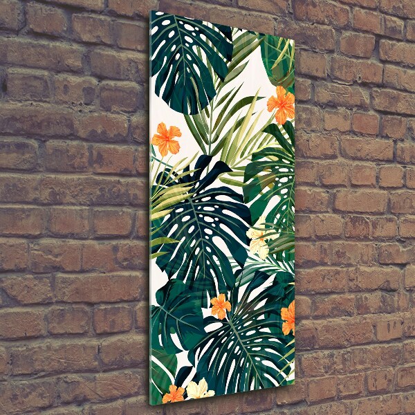 Printed glass wall art Hawaiian pattern