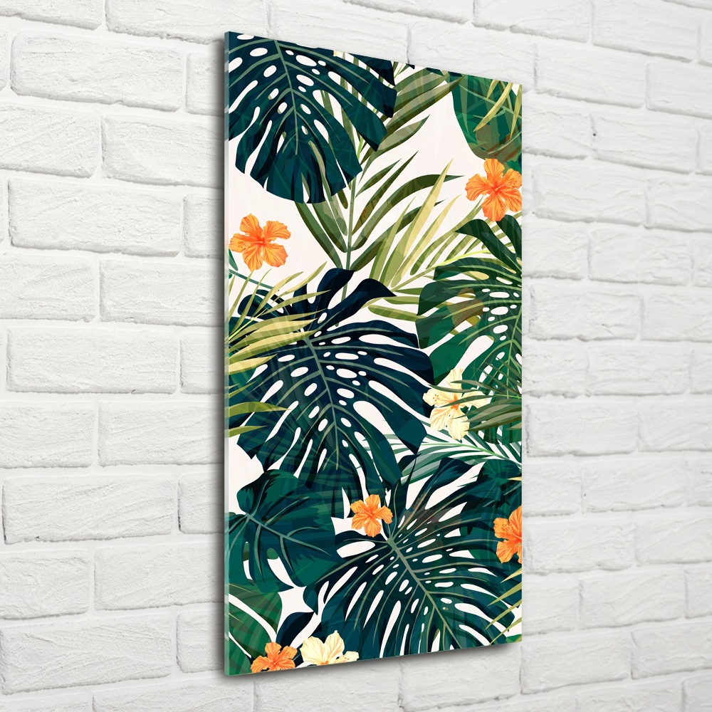 Printed glass wall art Hawaiian pattern