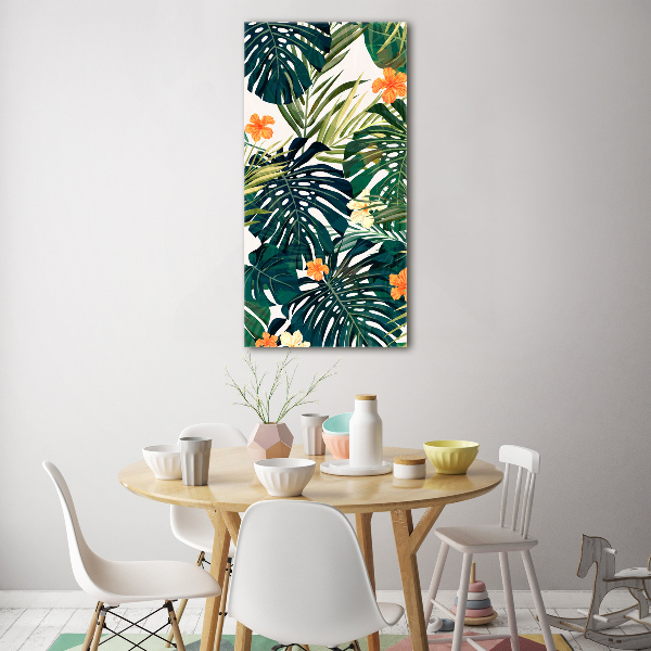 Printed glass wall art Hawaiian pattern