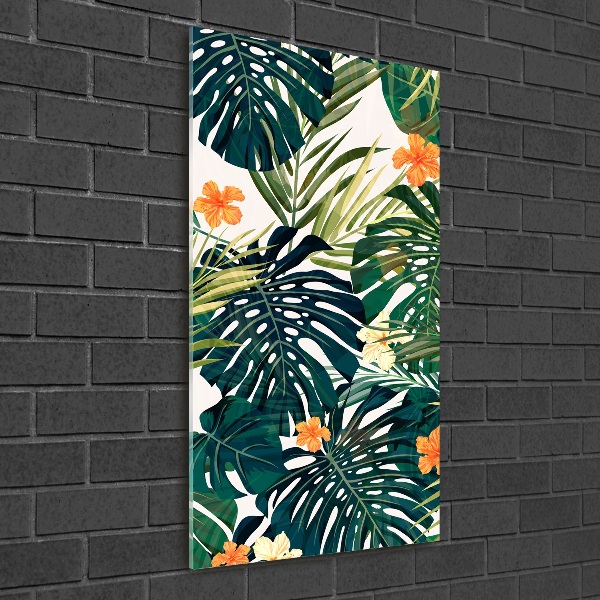 Printed glass wall art Hawaiian pattern