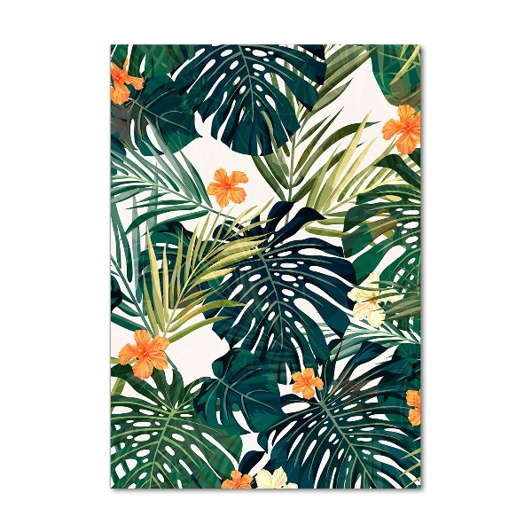 Printed glass wall art Hawaiian pattern