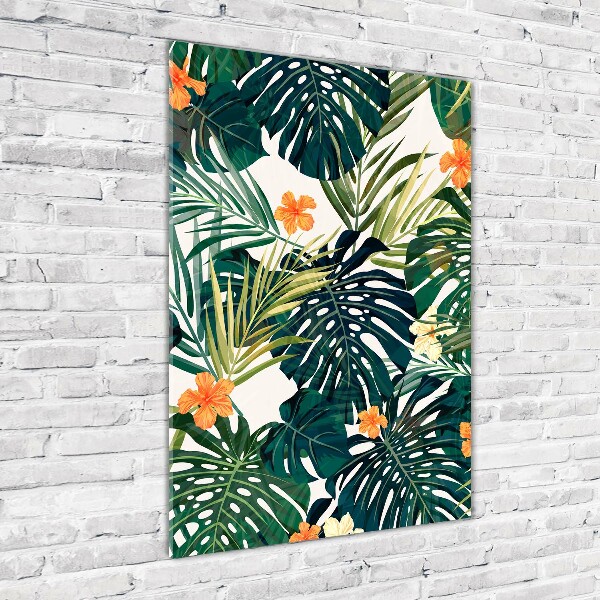 Printed glass wall art Hawaiian pattern