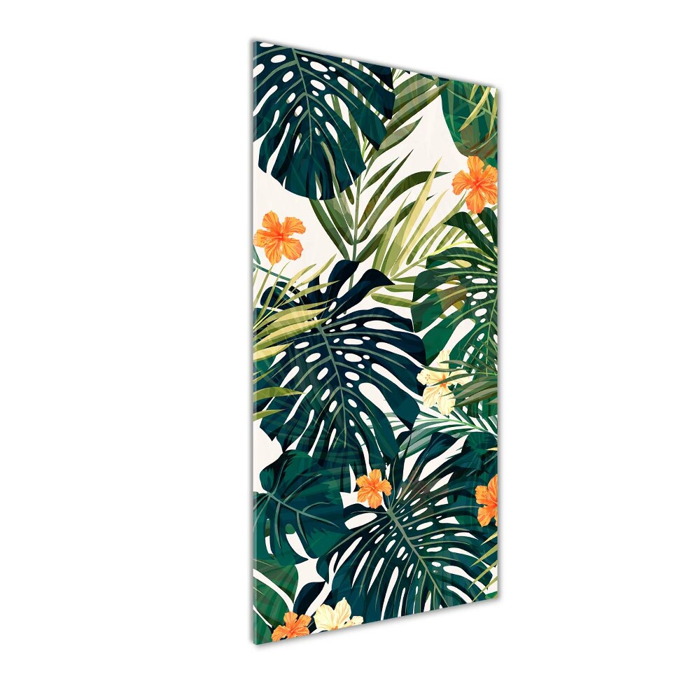 Printed glass wall art Hawaiian pattern