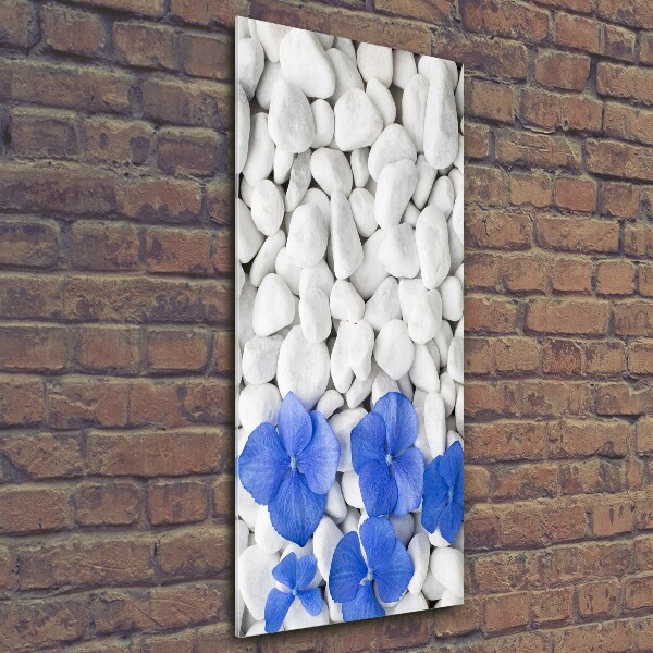 Glass picture wall art Hydrangea stones