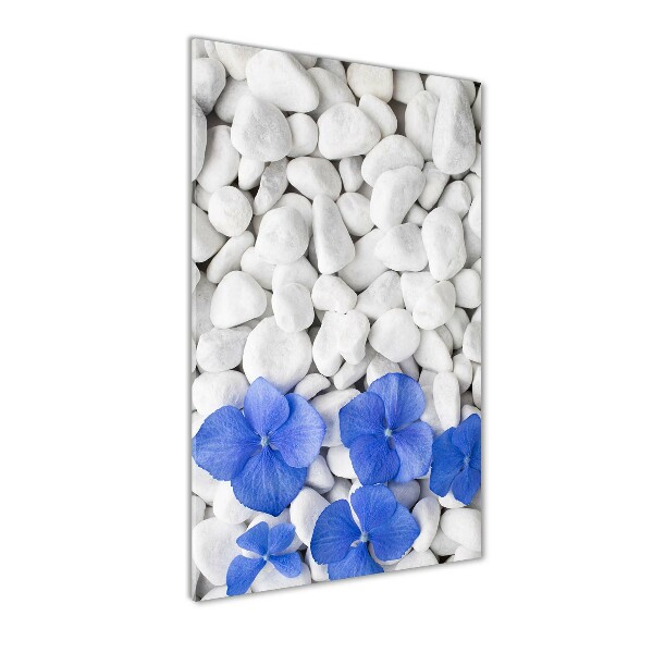 Glass picture wall art Hydrangea stones