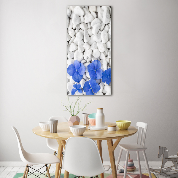 Glass picture wall art Hydrangea stones