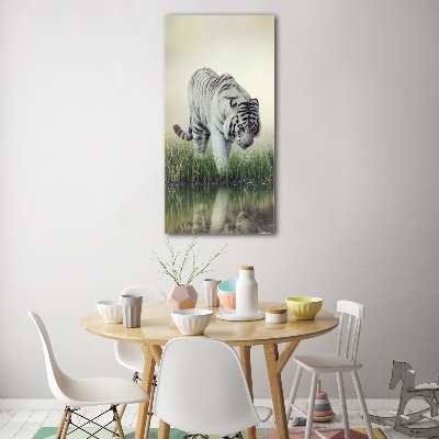 Wall art on glass White Tiger