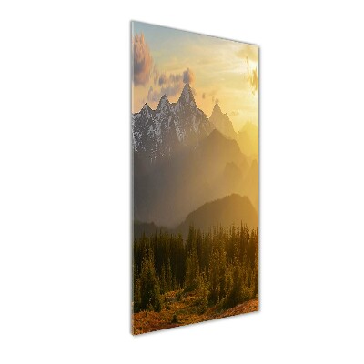 Glass picture wall art Sunset of the mountain