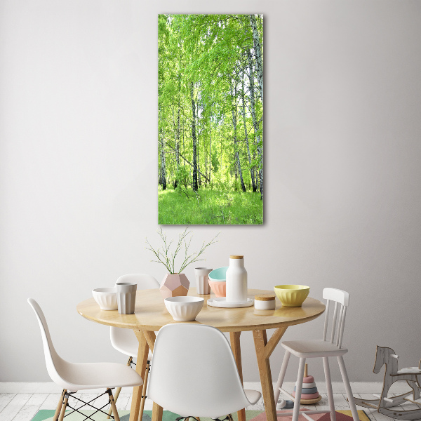 Glass picture wall art Birch forest