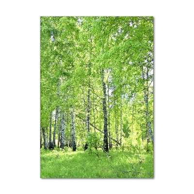 Glass picture wall art Birch forest