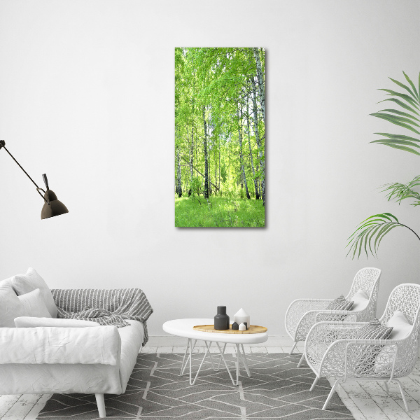 Glass picture wall art Birch forest