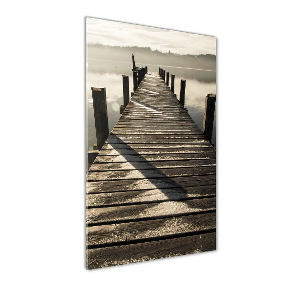 Printed glass wall art Wooden pier