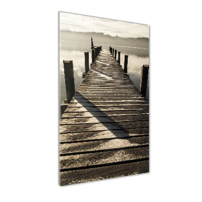 Printed glass wall art Wooden pier