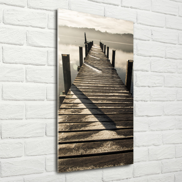 Printed glass wall art Wooden pier